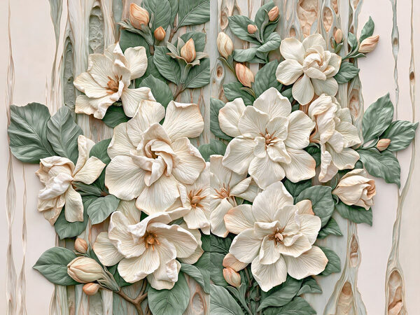 Collage of flowers and leaves Collage of flowers and leaves