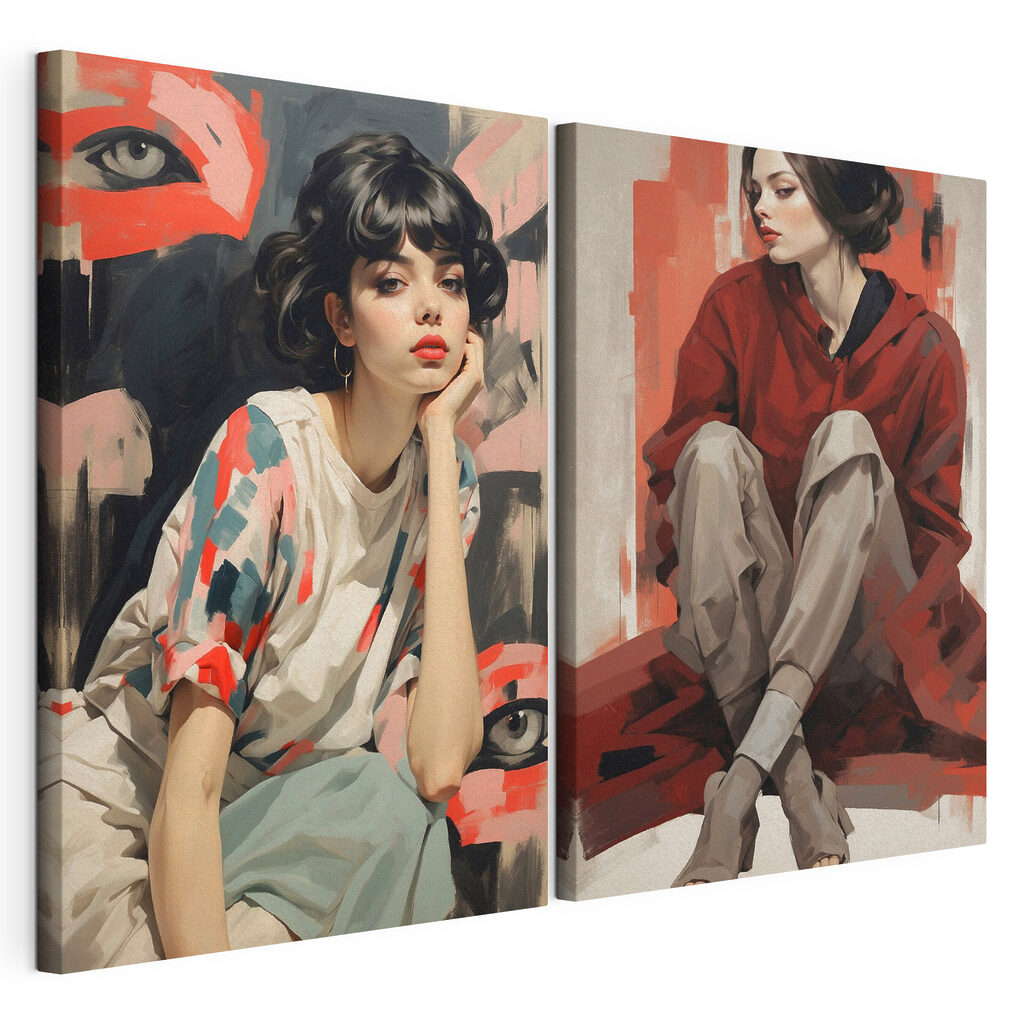 Collage of a woman sitting on the floor