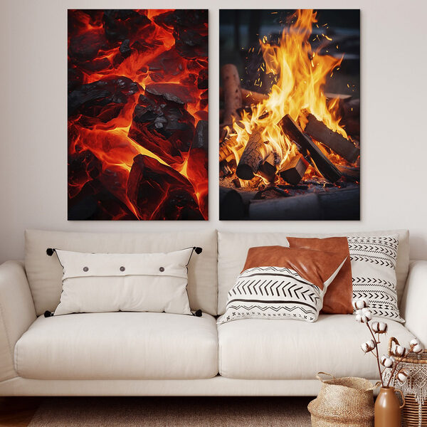 Collage of fire and coals