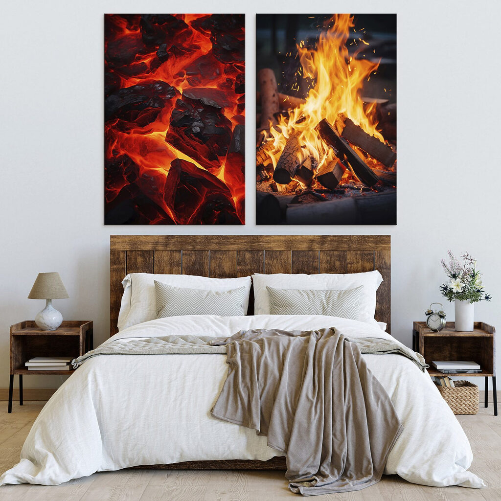 Collage of fire and coals