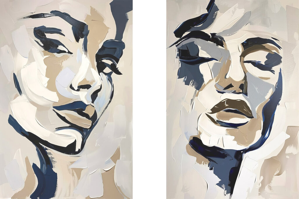 Painting of a woman's face Painting of a woman's face