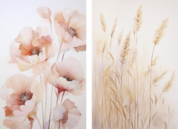 Painting of flowers and wheat
