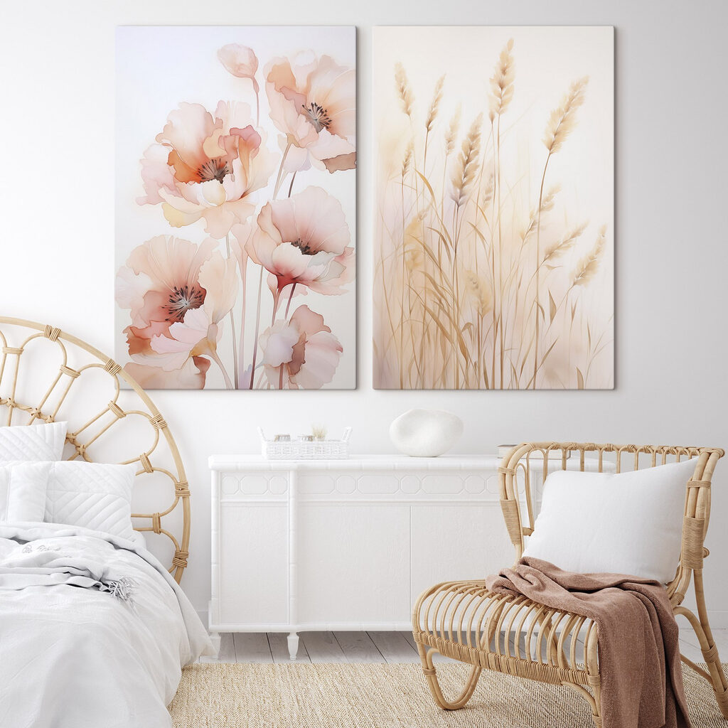 Painting of flowers and wheat