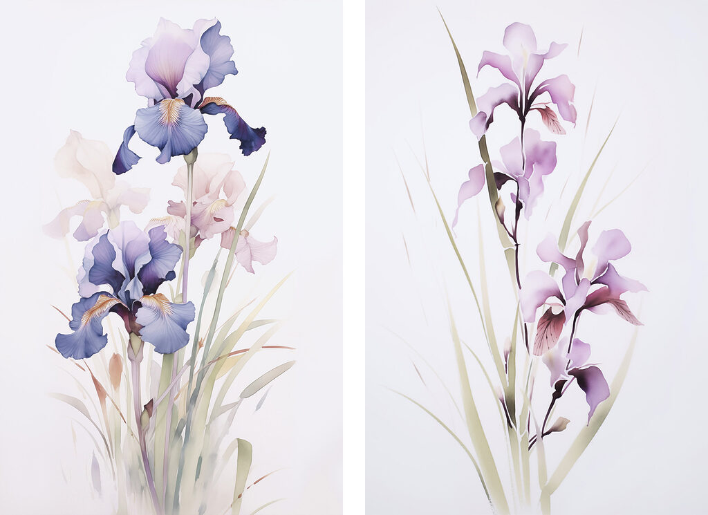 Painting of flowers on a white surface