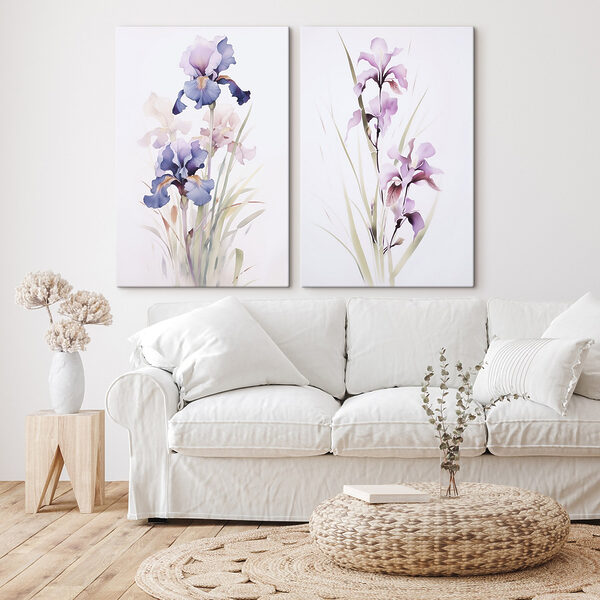 Painting of flowers on a white surface