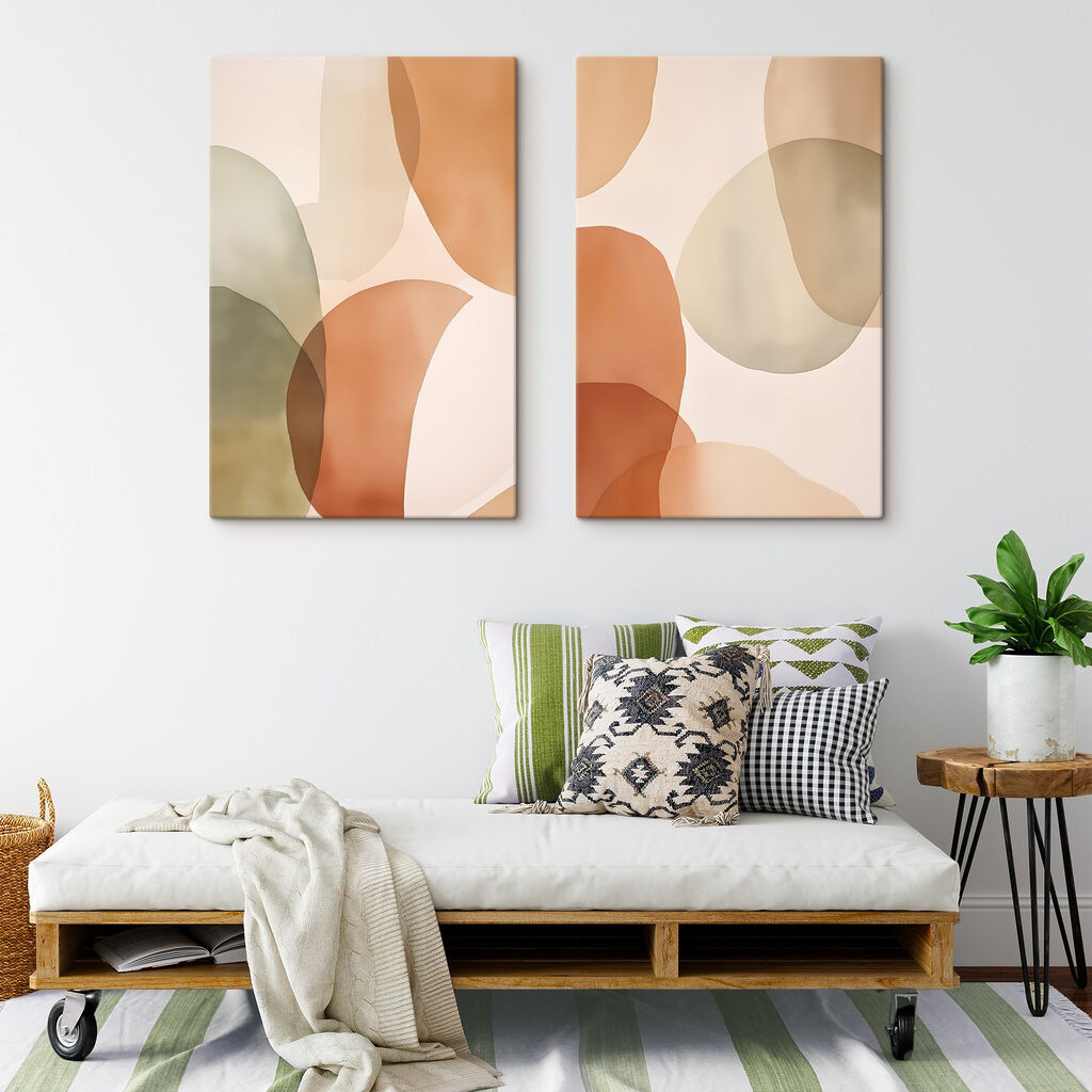 Soft shapes in warm colors blend
