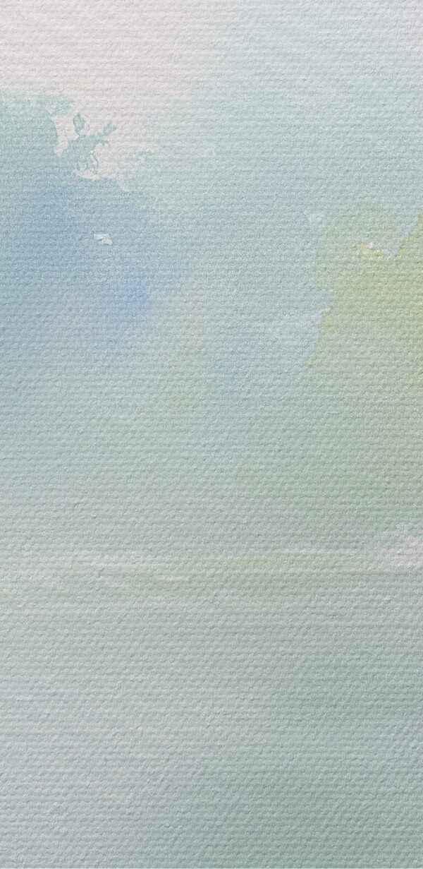 Watercolor painting of a tree and a lake