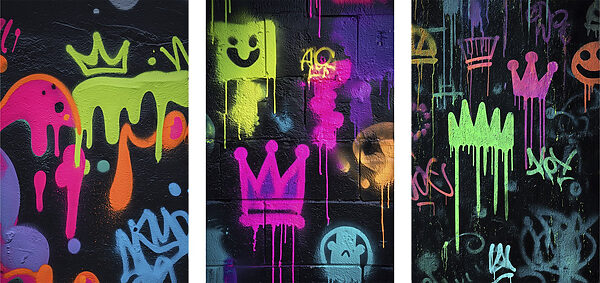 Vibrant street art with playful designs