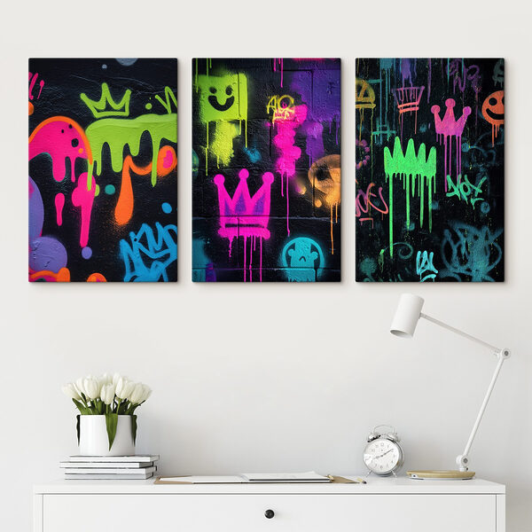 Vibrant street art with playful designs