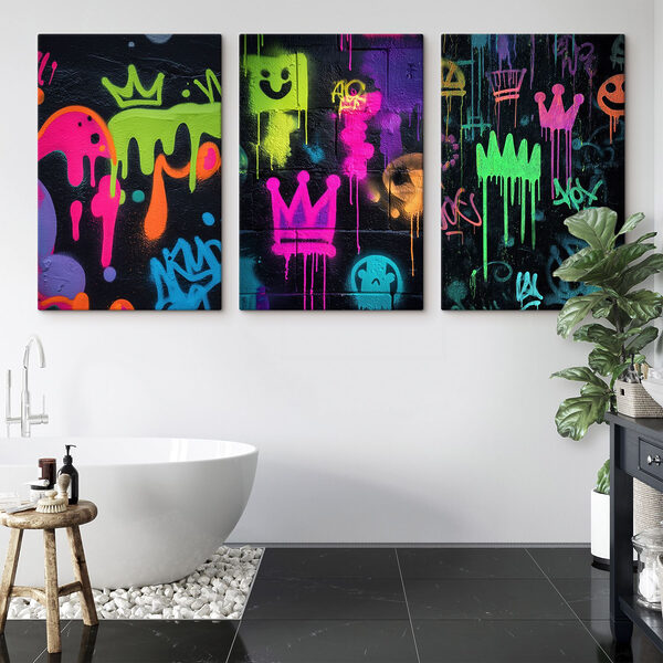 Vibrant street art with playful designs
