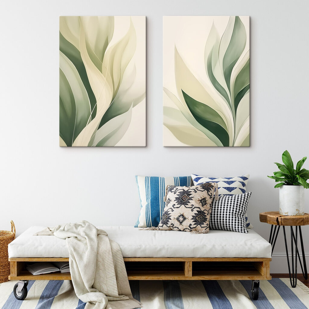 Gentle waves of green and cream