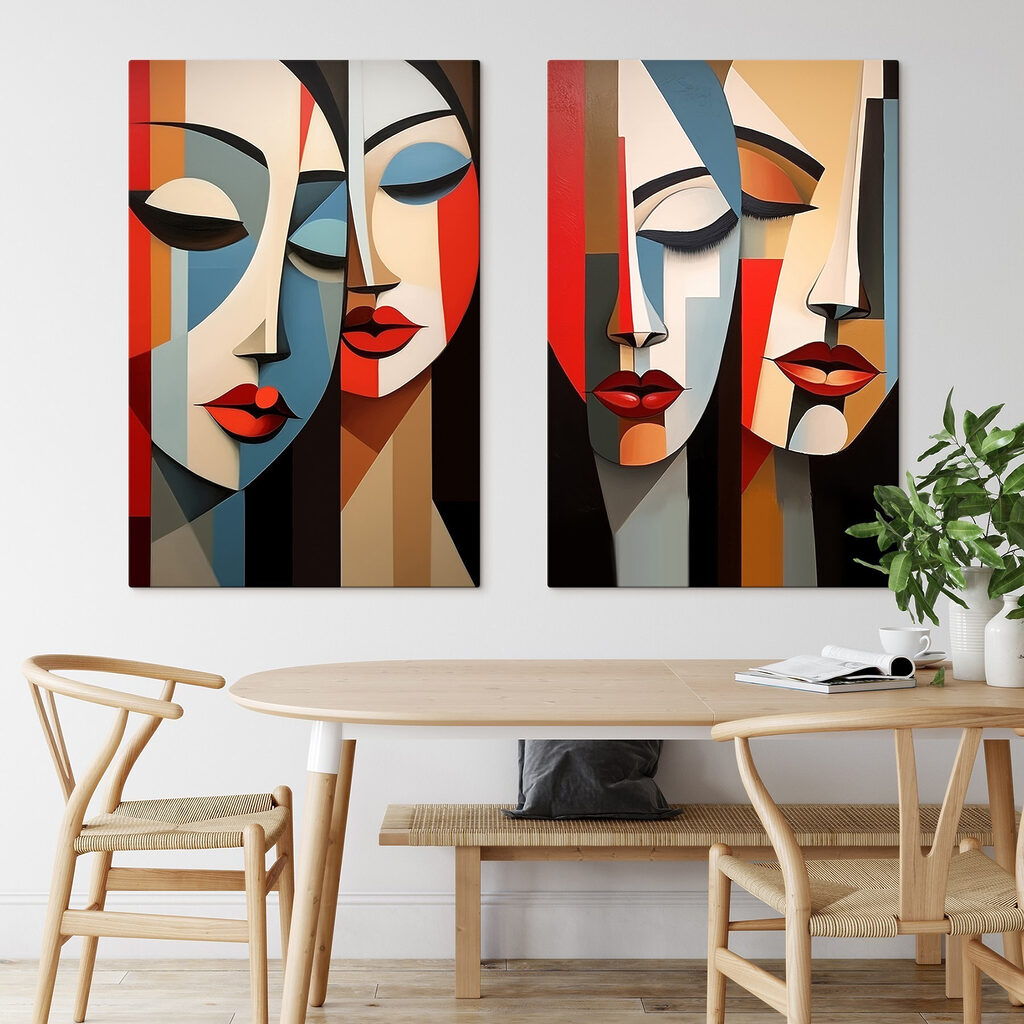 Collage of a painting of a woman's face