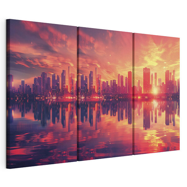 City skyline with a body of water
