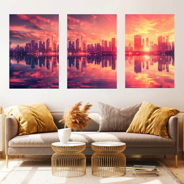 City skyline with a body of water