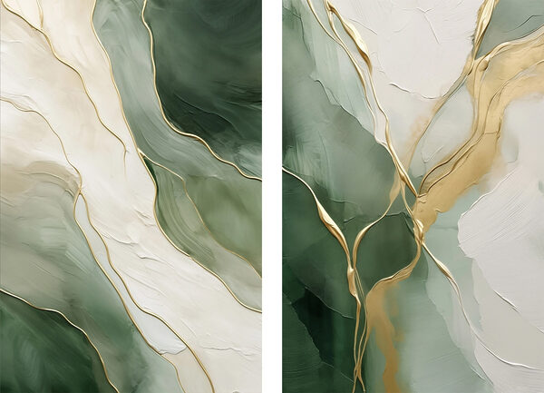 Painting of green and white colors Painting of green and white colors