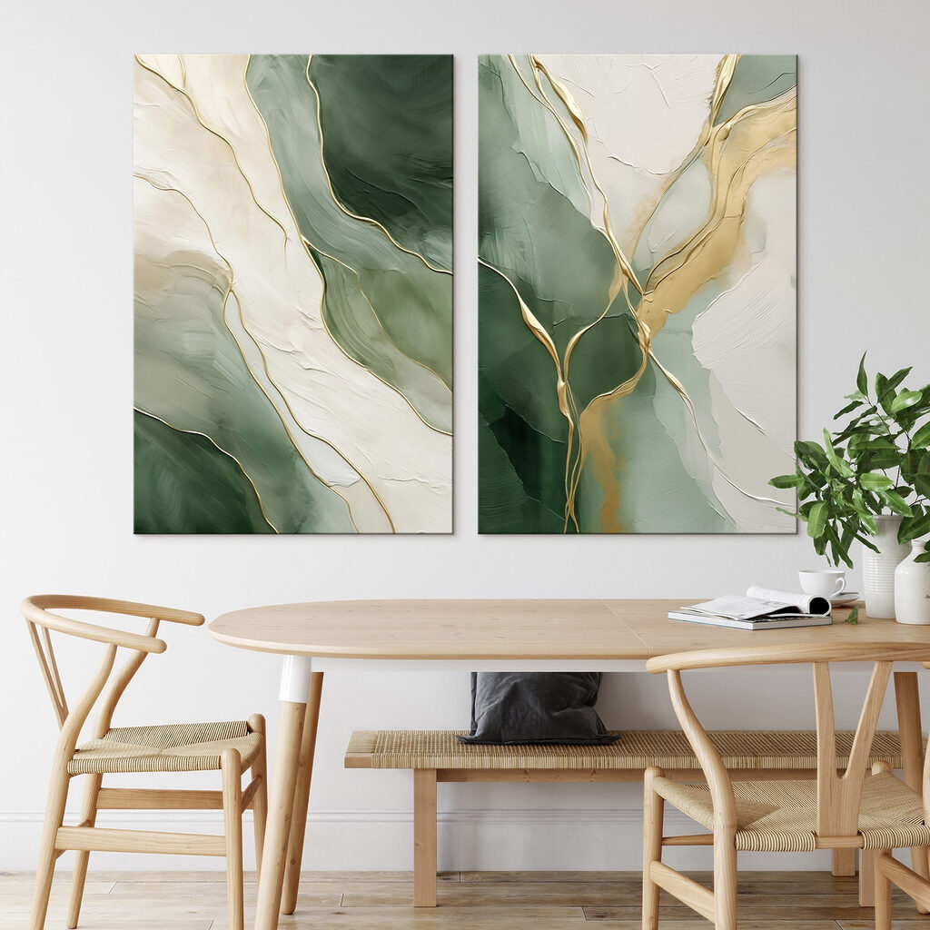 Painting of green and white colors Painting of green and white colors