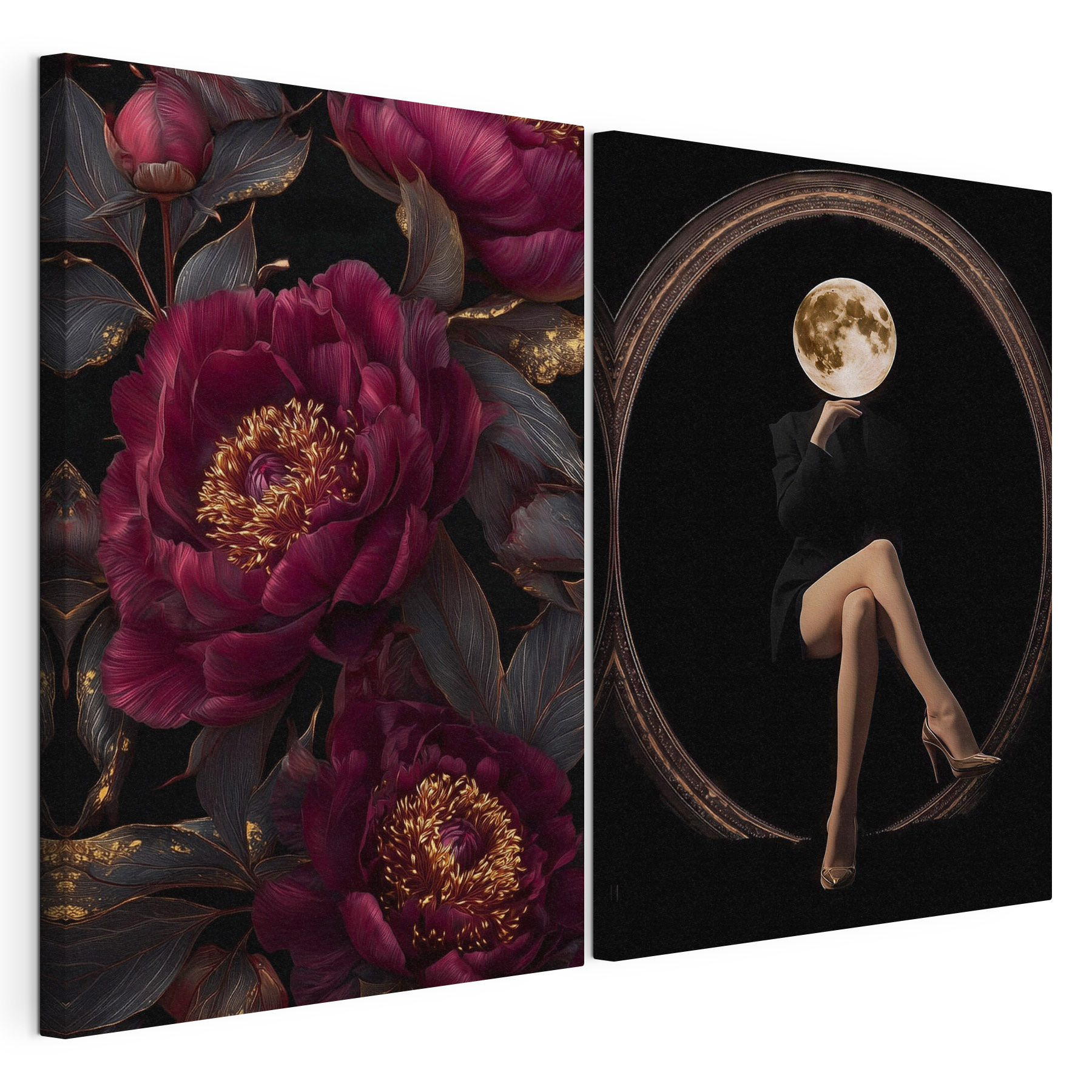 Collage of a woman sitting on a flower Collage of a woman sitting on a flower