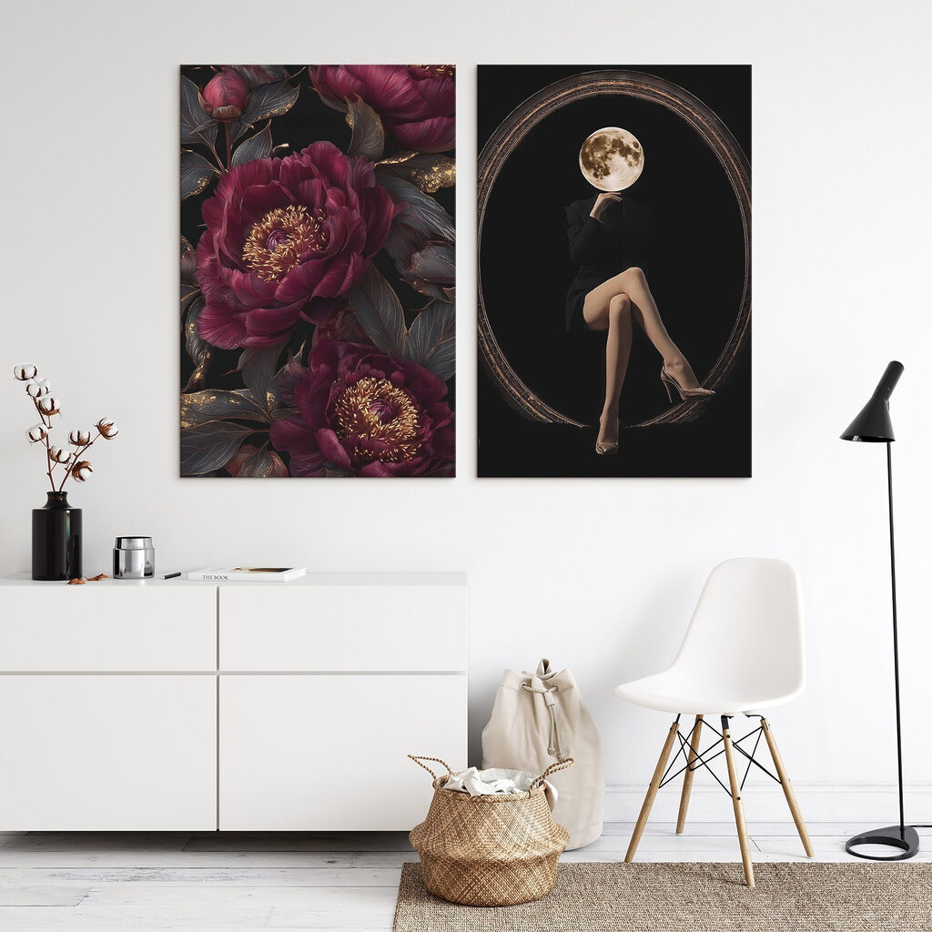 Collage of a woman sitting on a flower Collage of a woman sitting on a flower