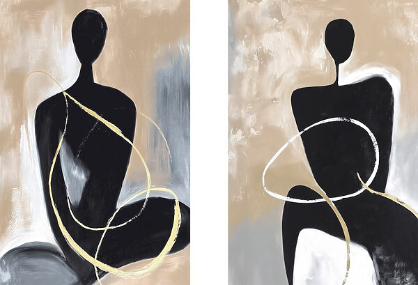 Two art pieces of a woman