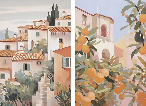 Painting of a city Painting of a city