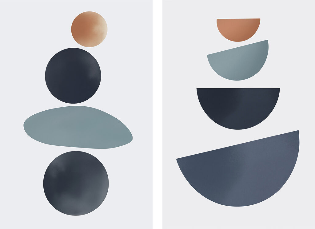 Soft shapes in balanced arrangement Soft shapes in balanced arrangement