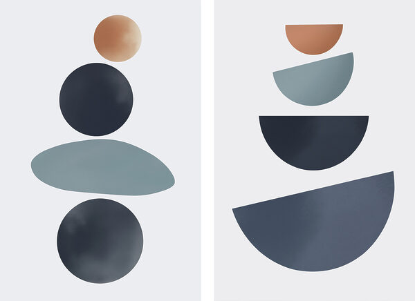 Soft shapes in balanced arrangement Soft shapes in balanced arrangement