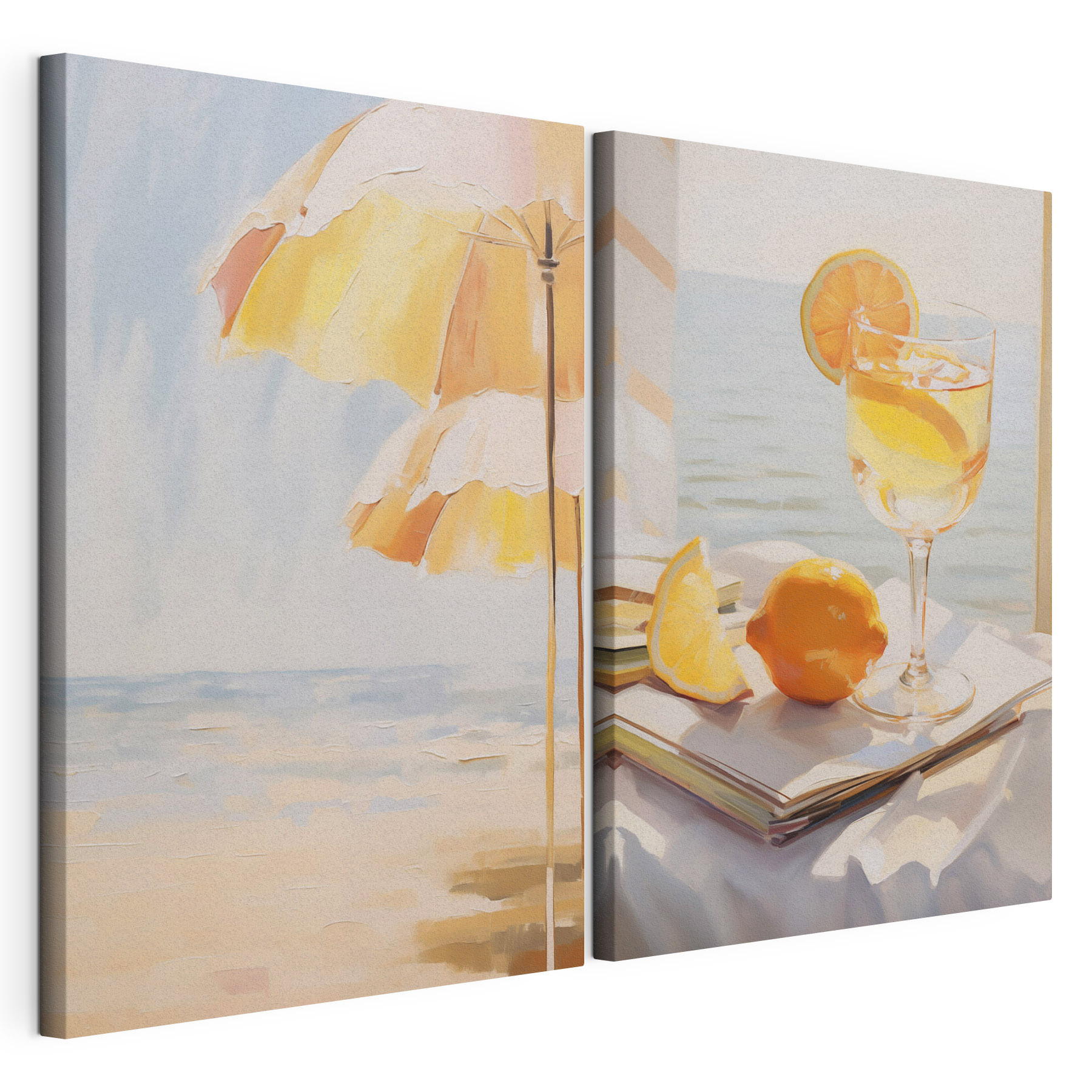 Painting of a drink and a lemon Painting of a drink and a lemon