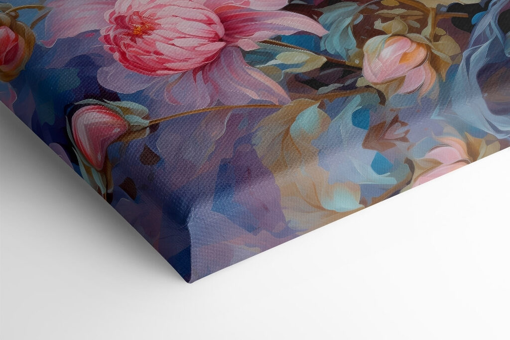 Painting of flowers on canvas