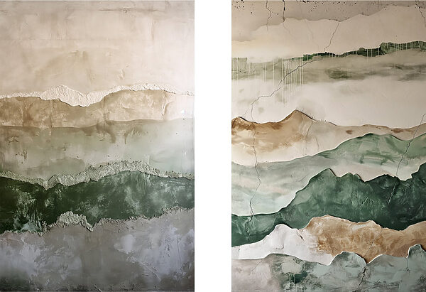 Painting of mountains and a crack in the wall Painting of mountains and a crack in the wall