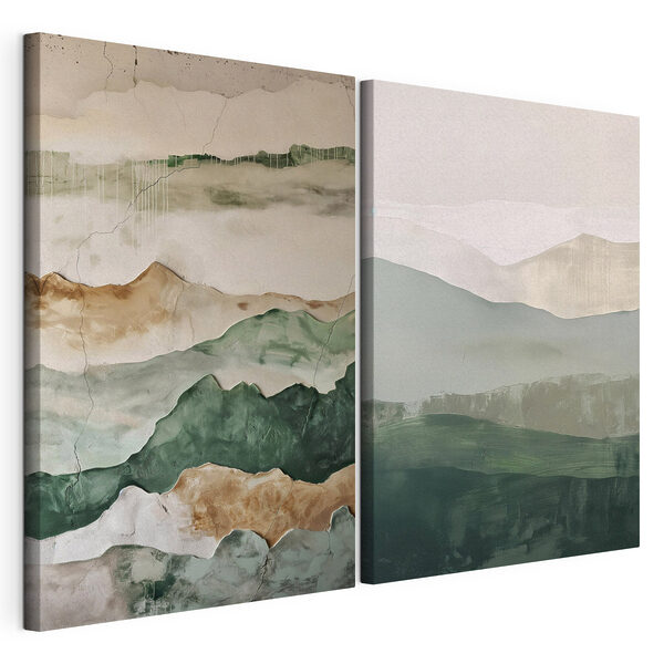 Painting of mountains and a crack in the wall Painting of mountains and a crack in the wall