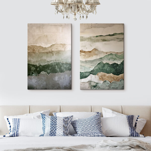 Painting of mountains and a crack in the wall Painting of mountains and a crack in the wall