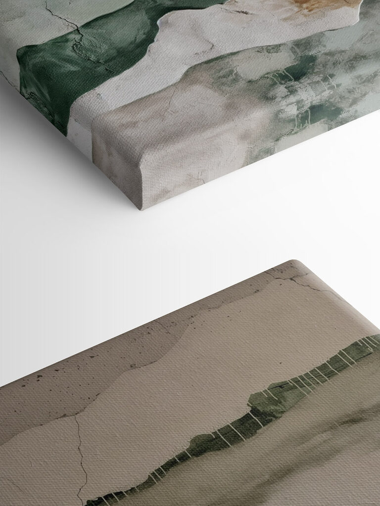 Painting of mountains and a crack in the wall Painting of mountains and a crack in the wall