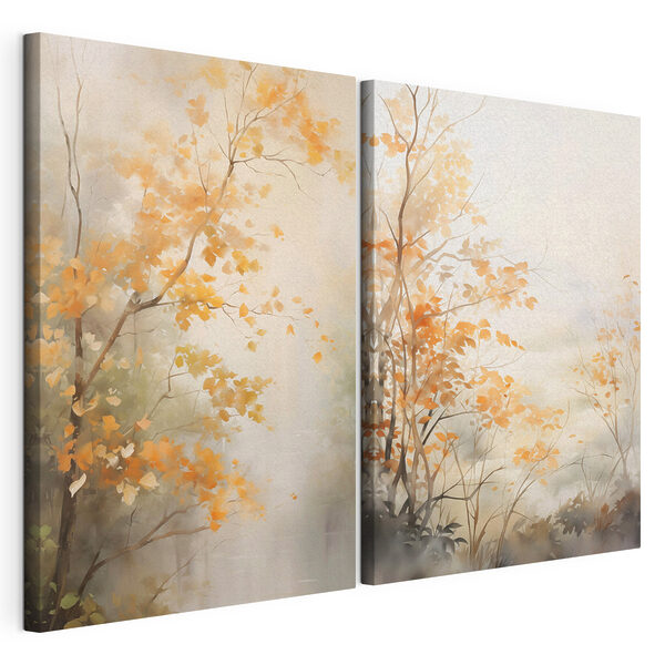 Модульний друк на полотні Картина із зображенням дерев із жовтим листям