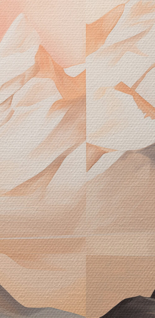 Painting of mountains and a lake Painting of mountains and a lake