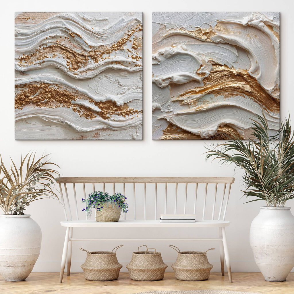 Textured waves of cream and color