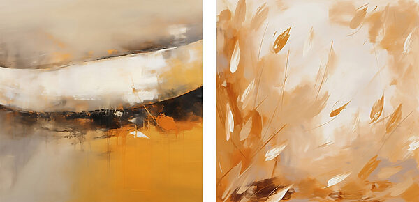 Two paintings of plants and flowers Two paintings of plants and flowers