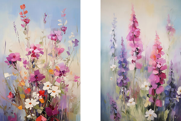 Painting of flowers in a field Painting of flowers in a field