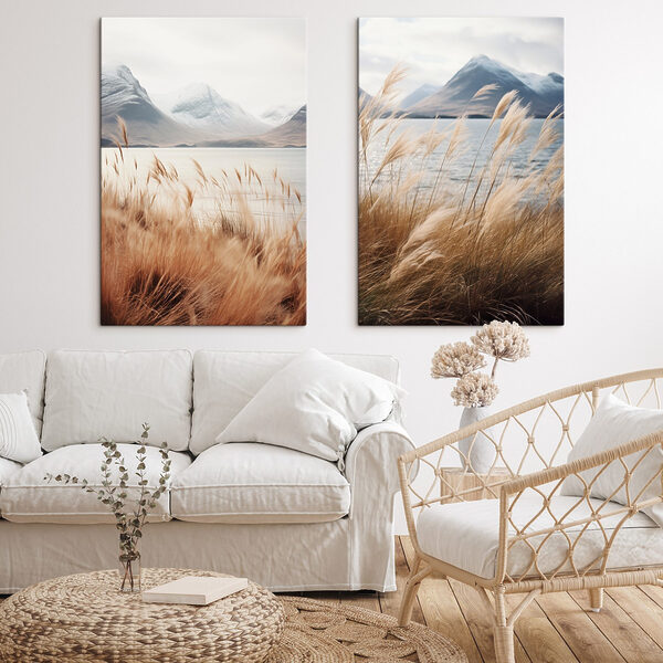 Serene landscape with swaying grass Serene landscape with swaying grass