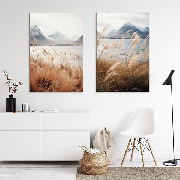 Serene landscape with swaying grass Serene landscape with swaying grass