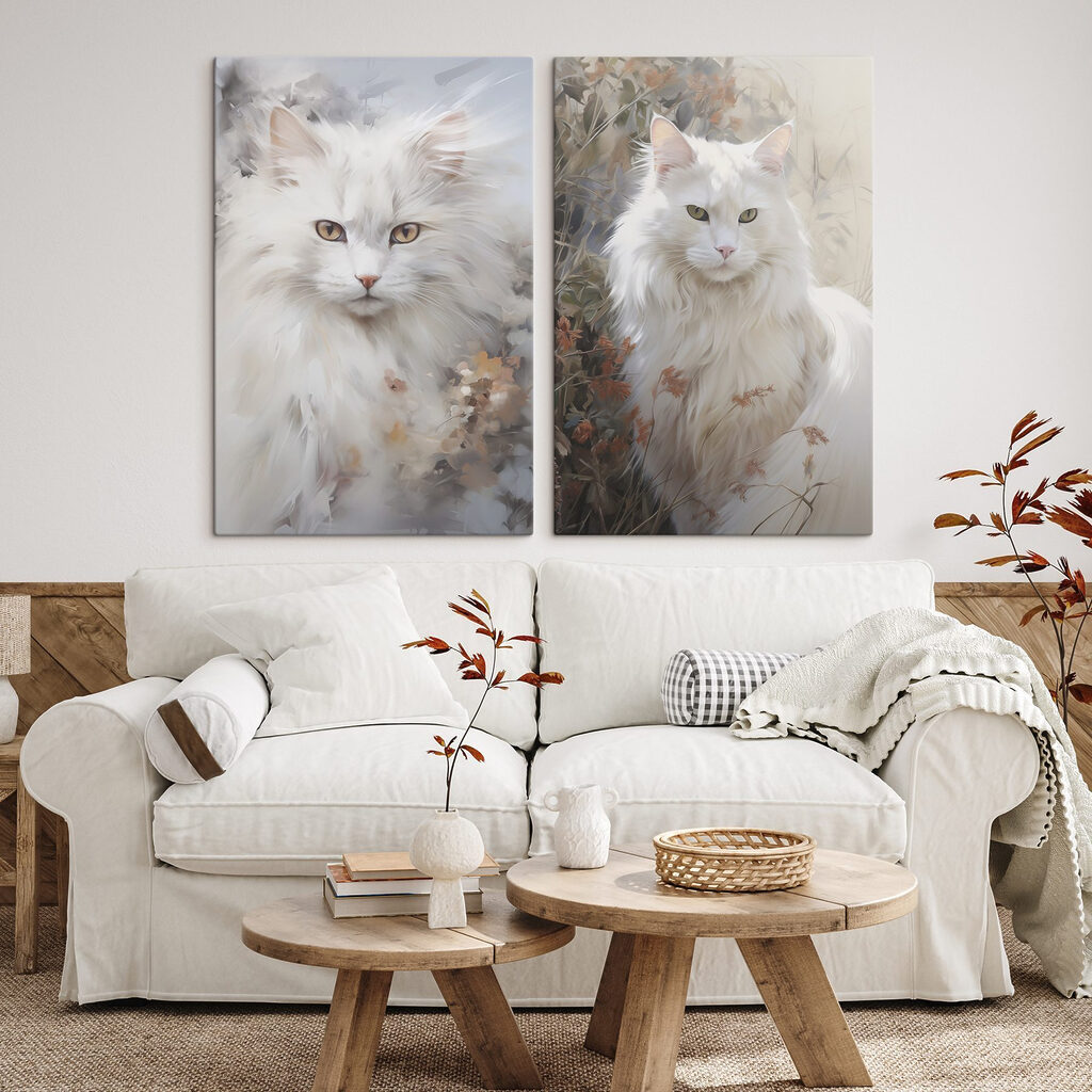 White cat with yellow eyes