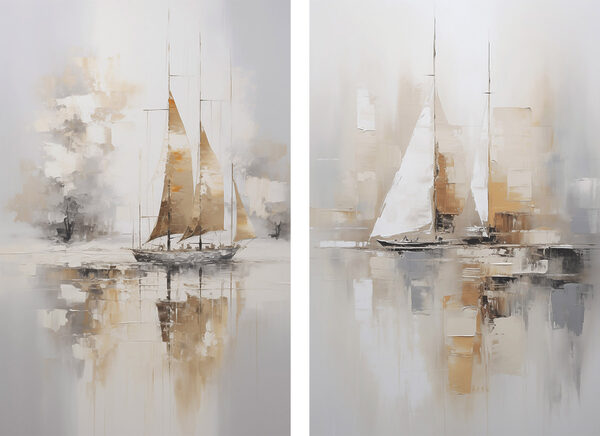 Painting of a sailboat in the water Painting of a sailboat in the water