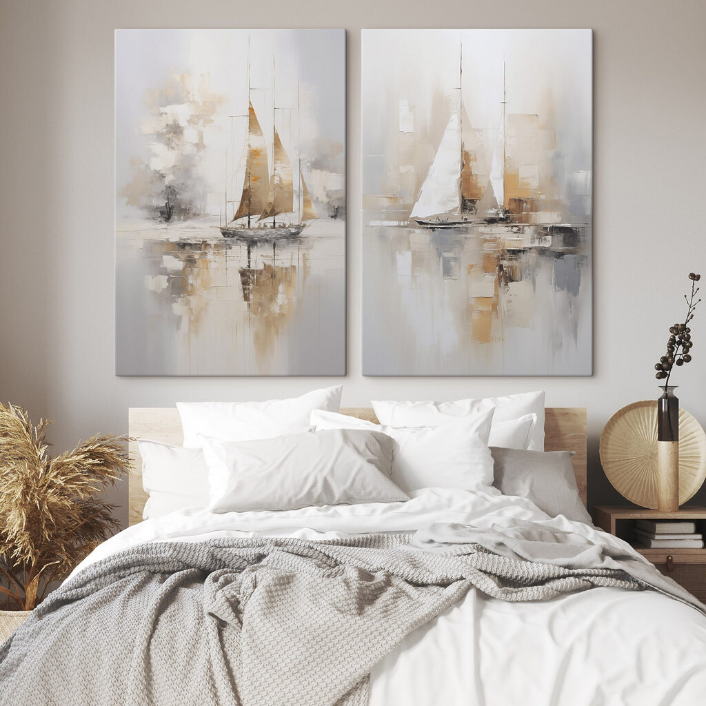 Painting of a sailboat in the water Painting of a sailboat in the water