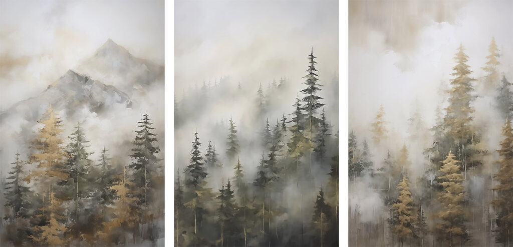 Group of paintings of trees Group of paintings of trees