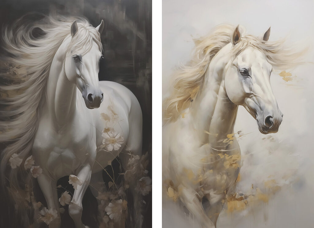 Painting of a white horse Painting of a white horse