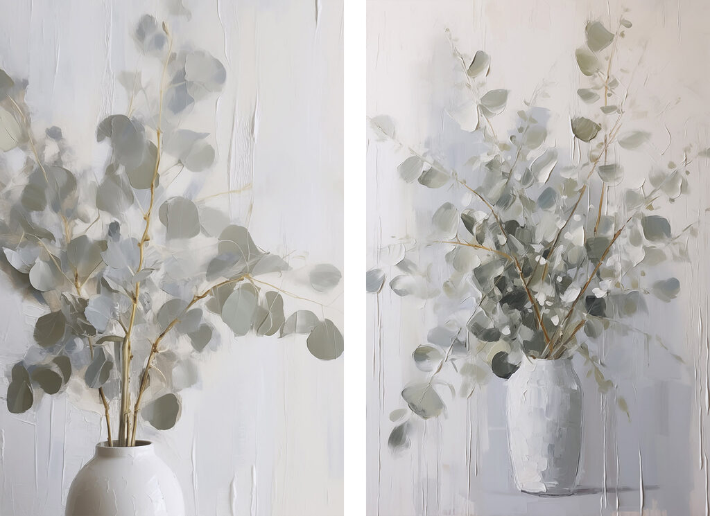 Painting of a plant in a vase Painting of a plant in a vase