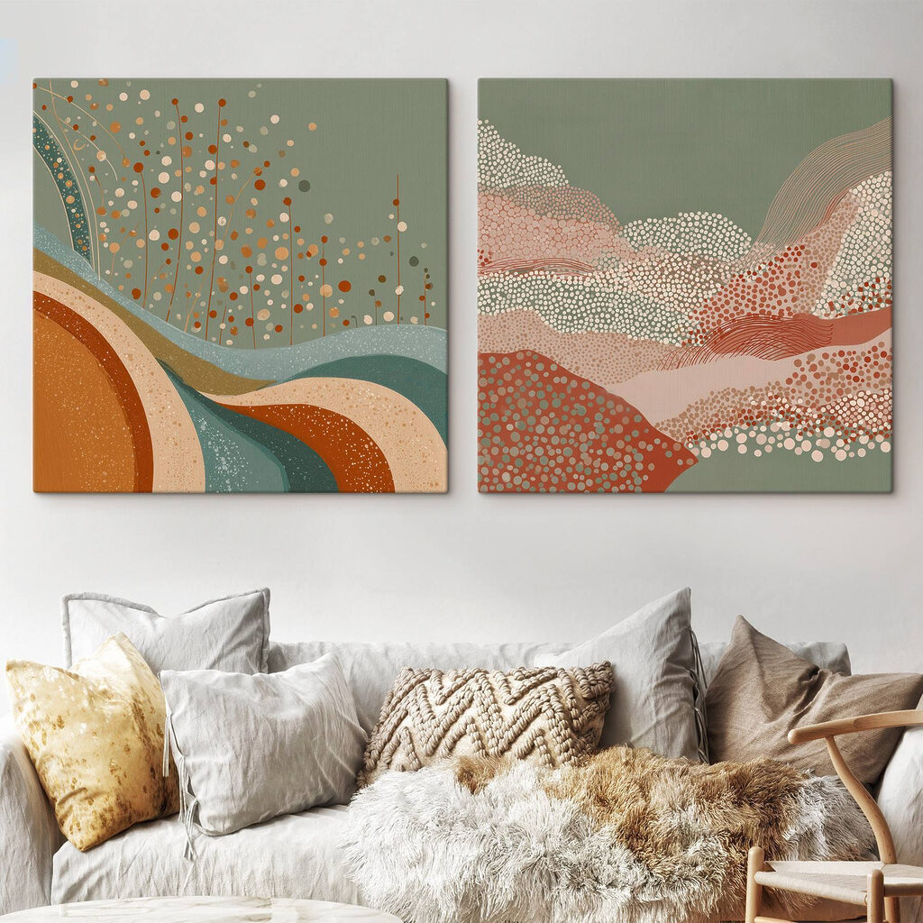 Two paintings of a landscape Two paintings of a landscape