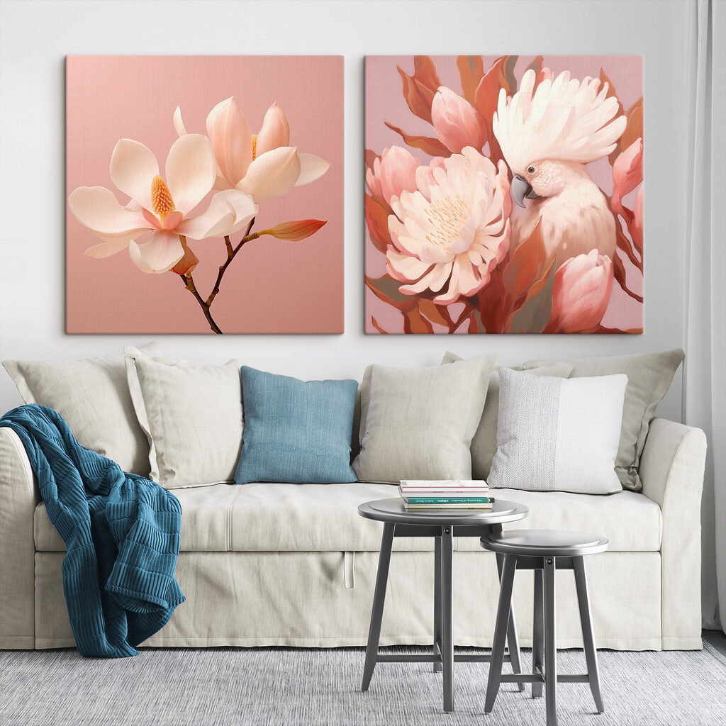 Delicate blooms and a charming bird Delicate blooms and a charming bird