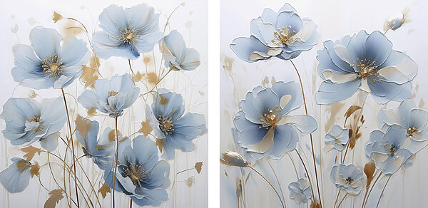 Painting of flowers on a white surface