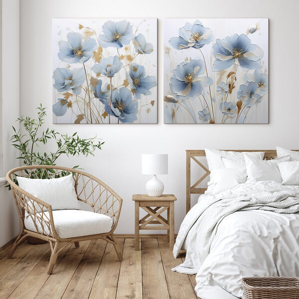 Painting of flowers on a white surface