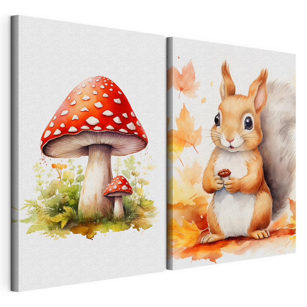 Squirrel holding a mushroom